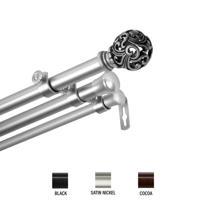 InStyleDesgn Stella Trple Curtan Rod 13/16 nch Da. Satn Nckel 66 to 120 66 to 120 inches - Satin Nickel