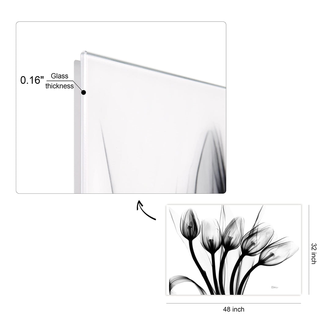 Marching Tulips Frameless Free Floating Tempered Glass Panel aphic Wall Art