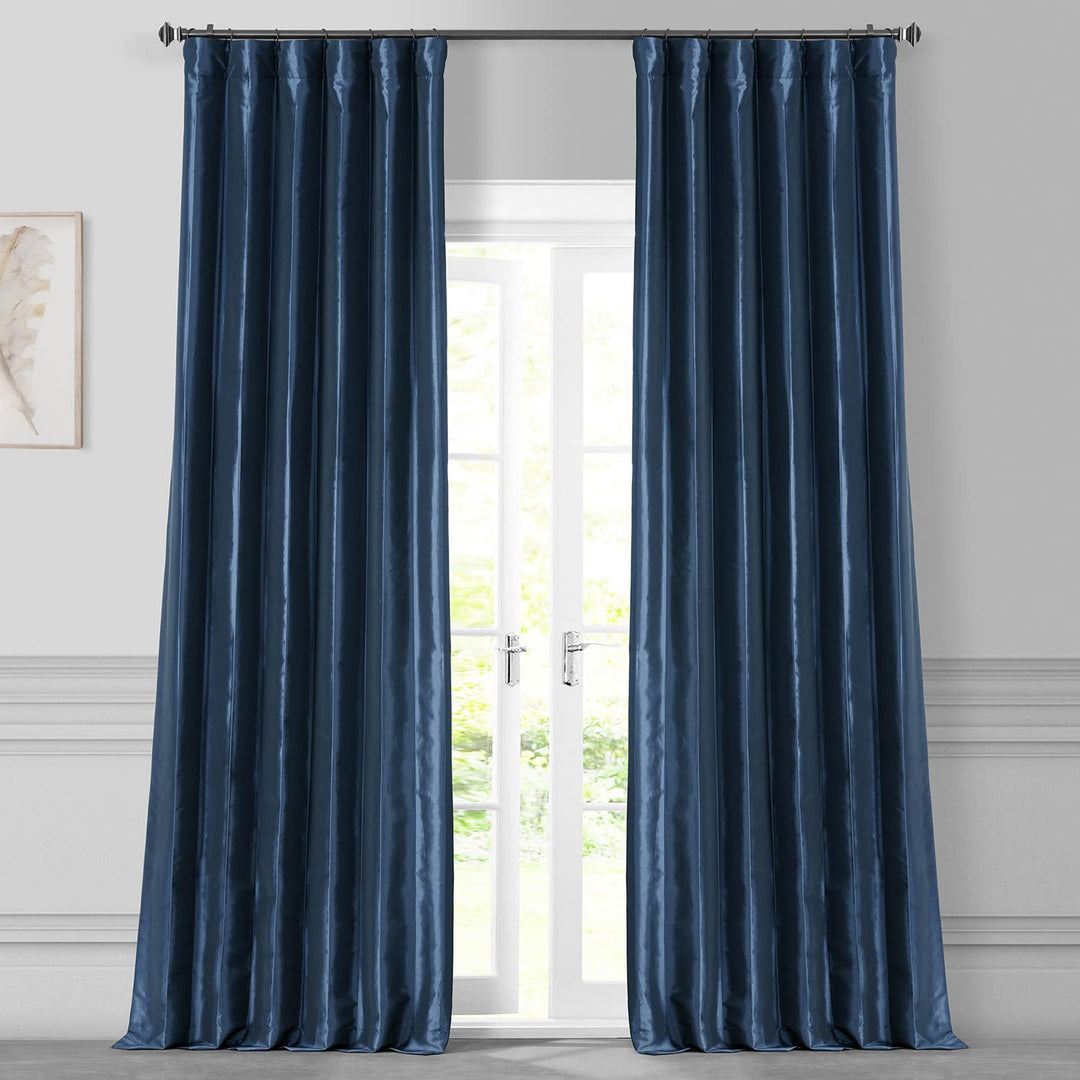 HPD Half Price Drapes Faux Silk Taffeta Curtains for Bedroom & Living Room 108 50 X 108 - Navy