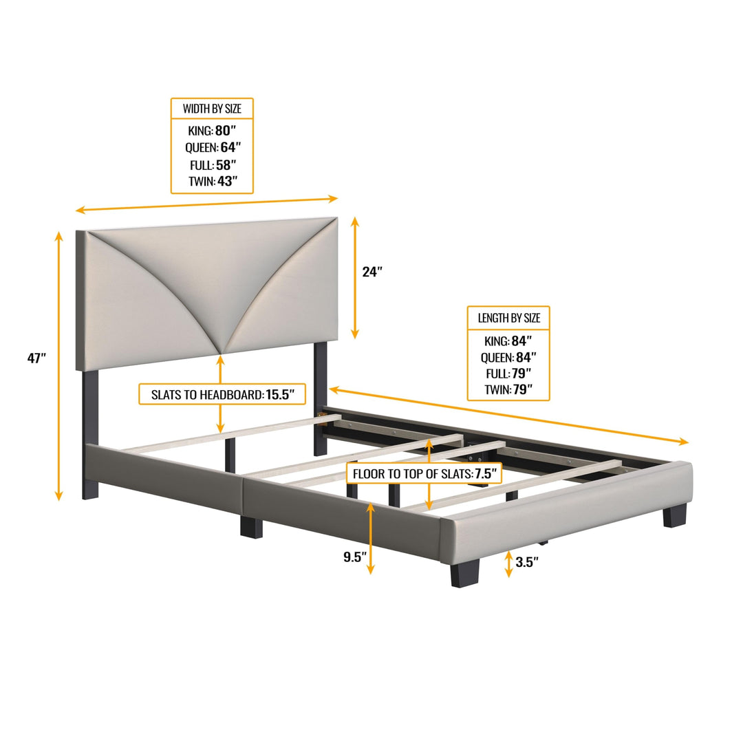 Boyd Sleep Cornerstone Platform Bed Frame with Fabric Upholstered Headboard Silver - Queen