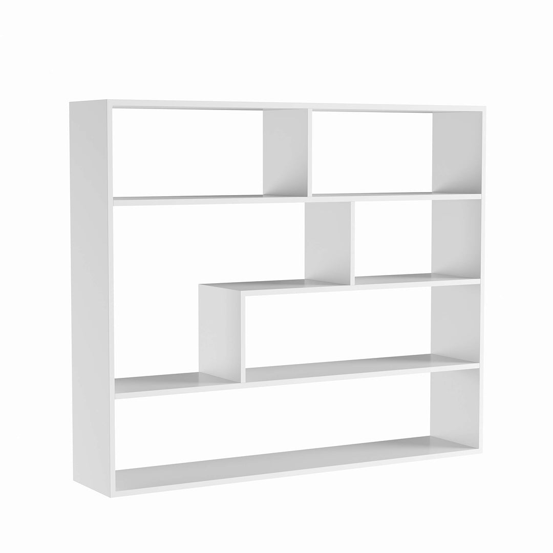 Large Rectangular White Shelf Unit Modern Contemporary MDF Matte Includes