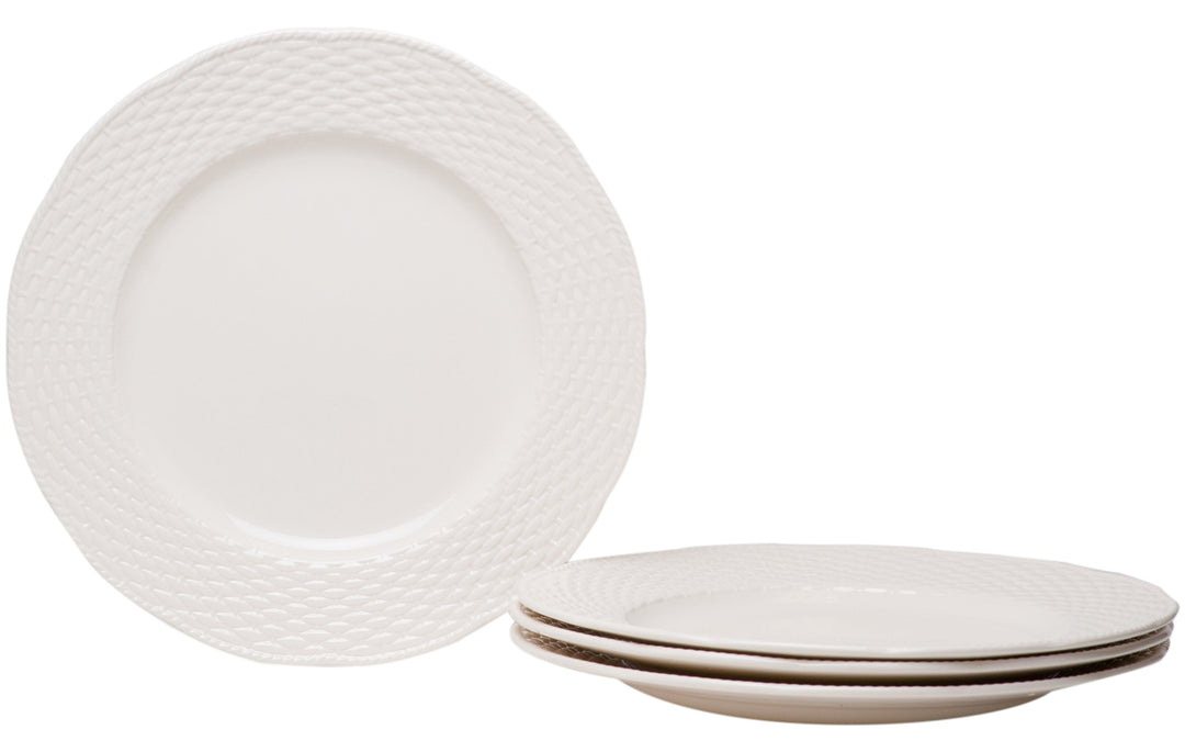 Red Vanilla FC900-401 Dinner Plates (Set of 4) 11.25" Nantucket White