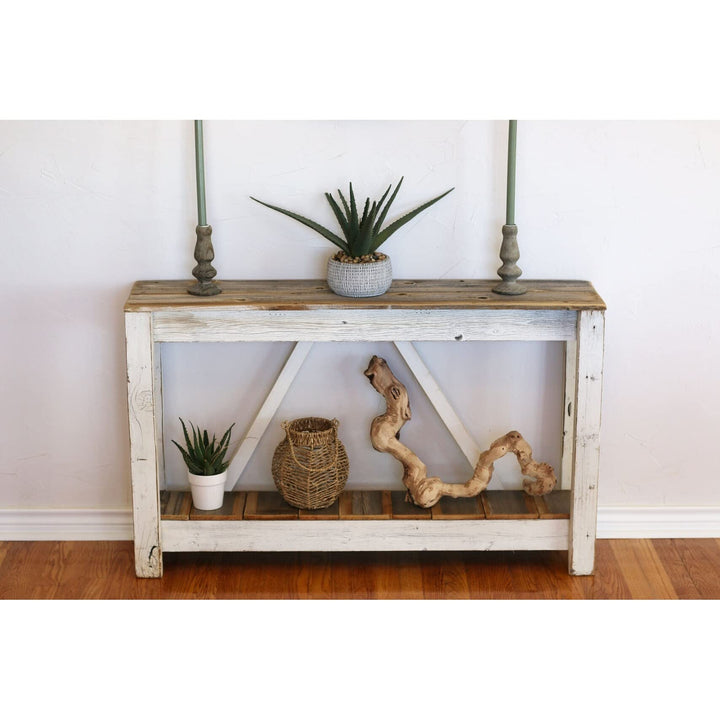 White Combo A-Frame Console Farmhouse Rectangular Reclaimed Wood Natural