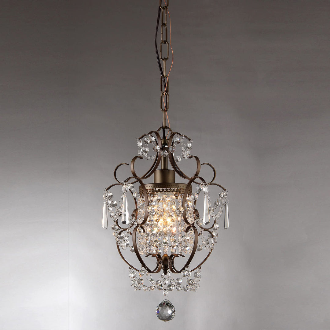 Warehouse of Tiffany RL4025BR Rosalie 1-Light Antique Bronze 11 inch Crystal