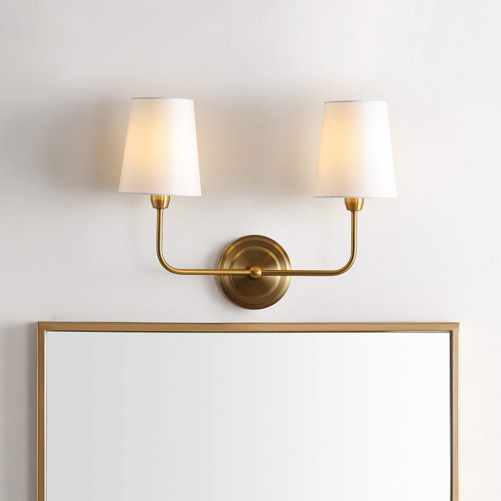 Lighting Ezra Two Light Wall Sconce - rass Metallic Modern Contemporary Metal