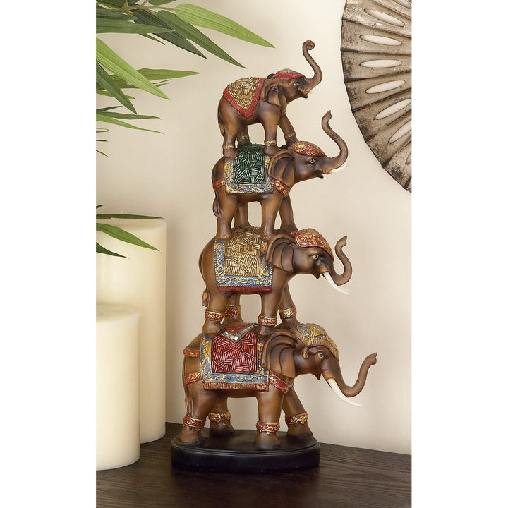 Brown Polystone Eclectic Sculpture Elephant 18 X 9 4 Animals Resin