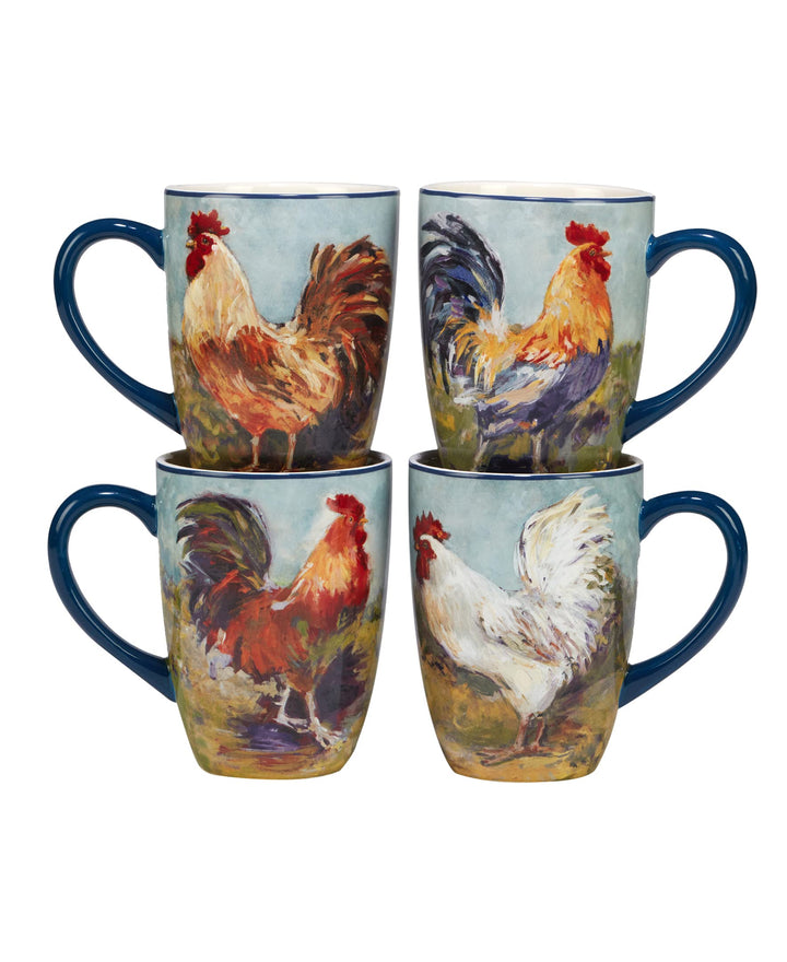 Certified International Rooster Meadow 22 oz. Mugs Set of 4