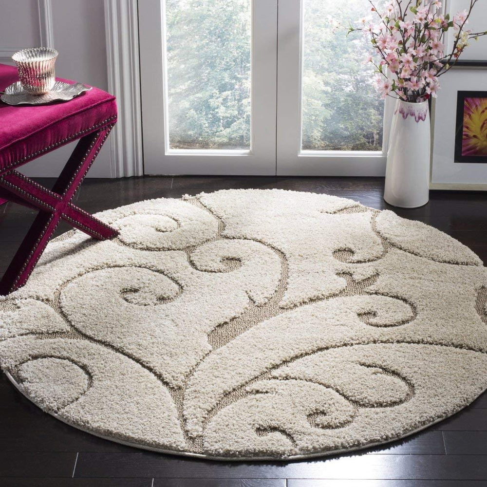 1 Piece Ivory Scrollwork Floral Pattern Area Rug (4 ft) Beautiful Luxury - Diamond Home USA