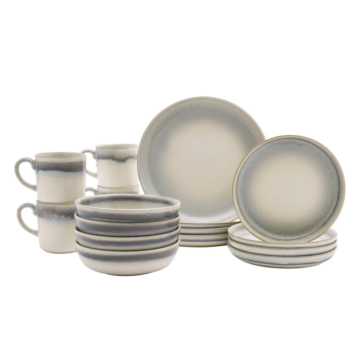 Tabletops Gallery 16pc Dinnerware Set Iridescent White Multi Color Solid Multi-Color - 16 Piece