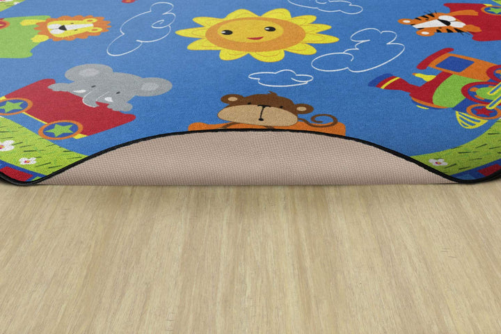 Flagship Carpets Animal Cutie Train Kids and Baby Area Rug for Kids Room Home