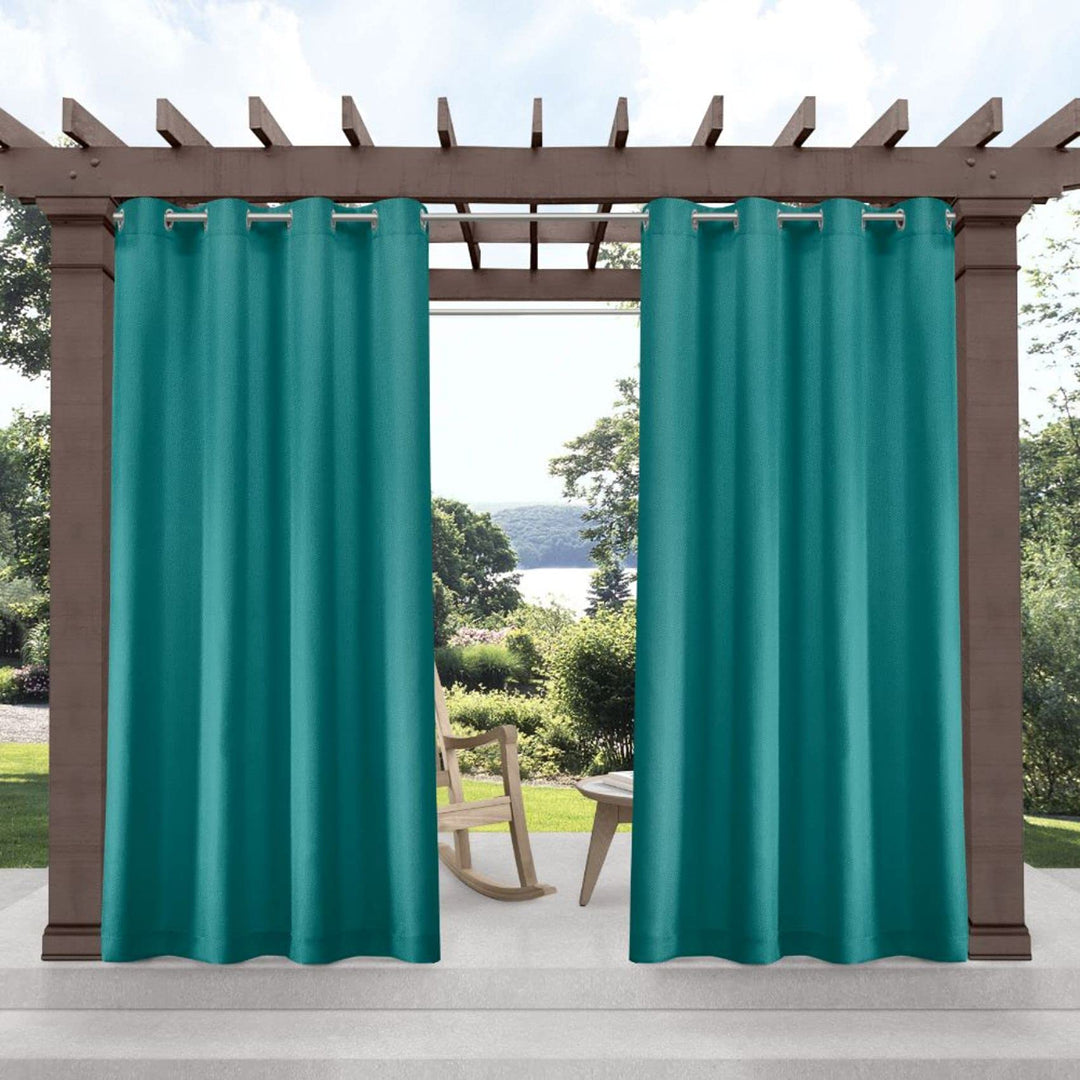 Exclusive Home Biscayne Indoor/Outdoor Two Tone Textured Grommet Top Curtain 54x96 - Dark Teal