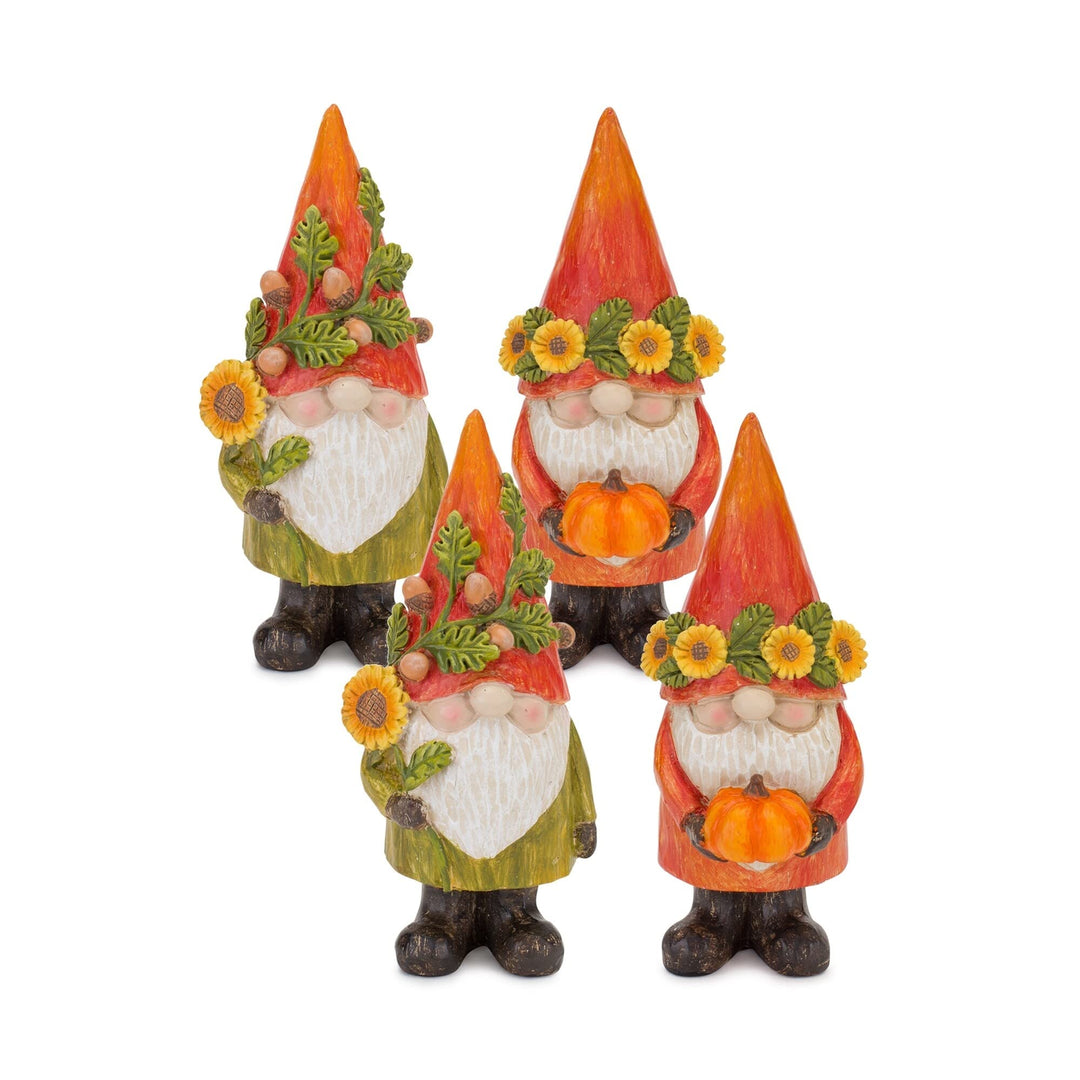 Fall Gnome Figurine (Set of 4) Orange Polyresin