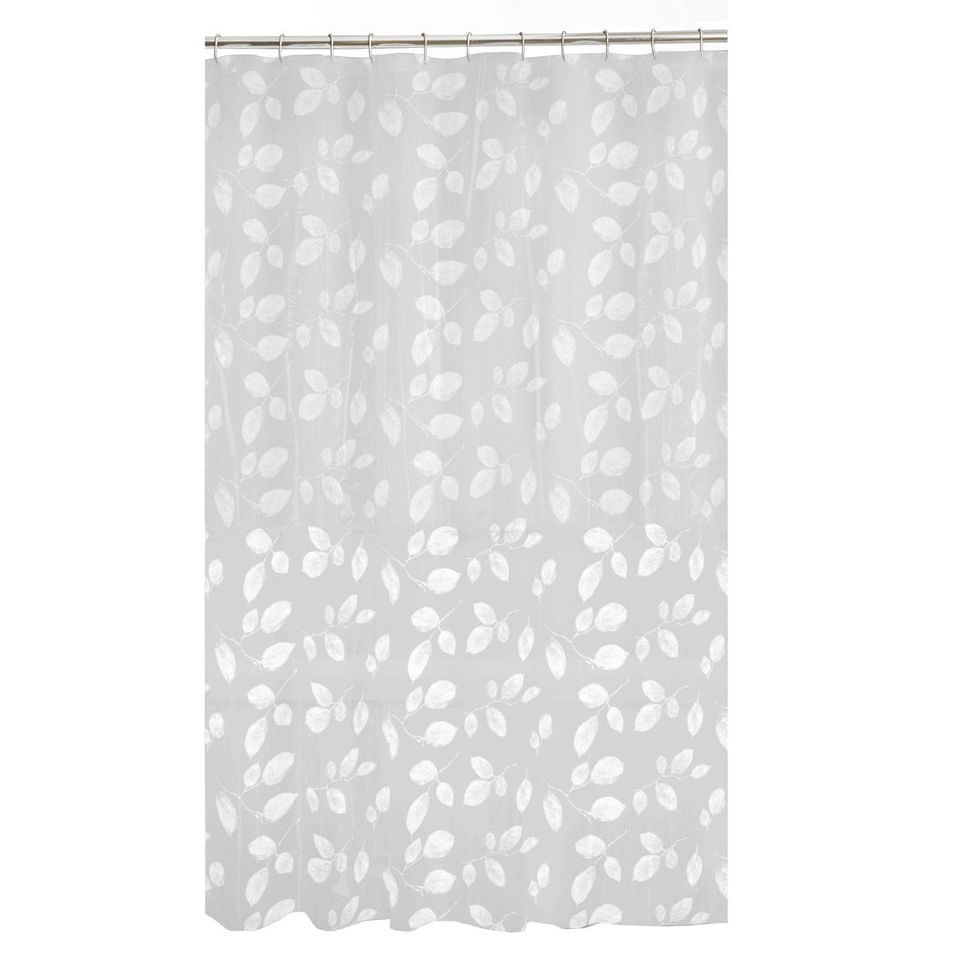 Just Leaves P E V A Shower Curtain White Floral Bohemian Eclectic Casual Peva