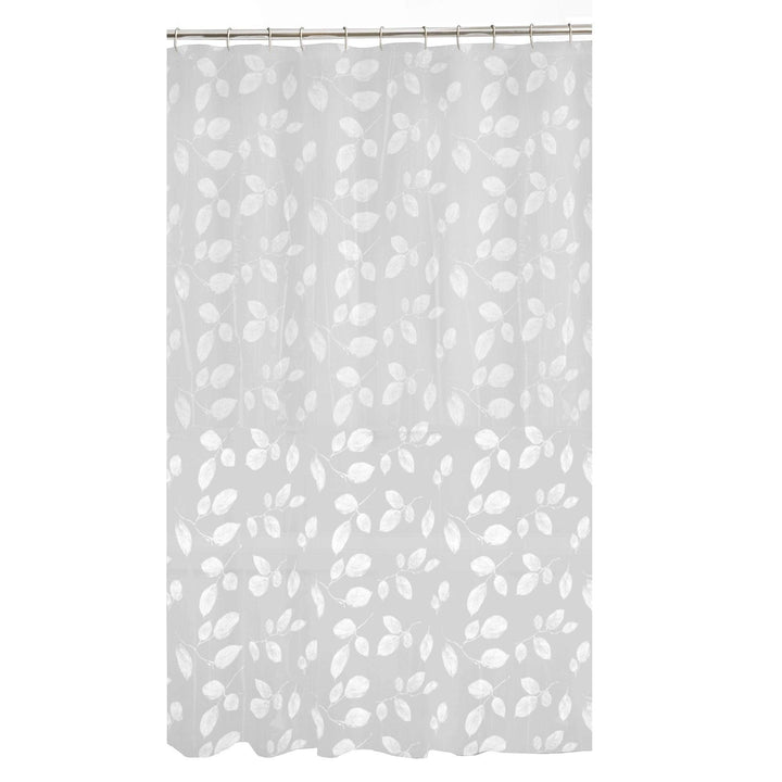 Just Leaves P E V A Shower Curtain White Floral Bohemian Eclectic Casual Peva