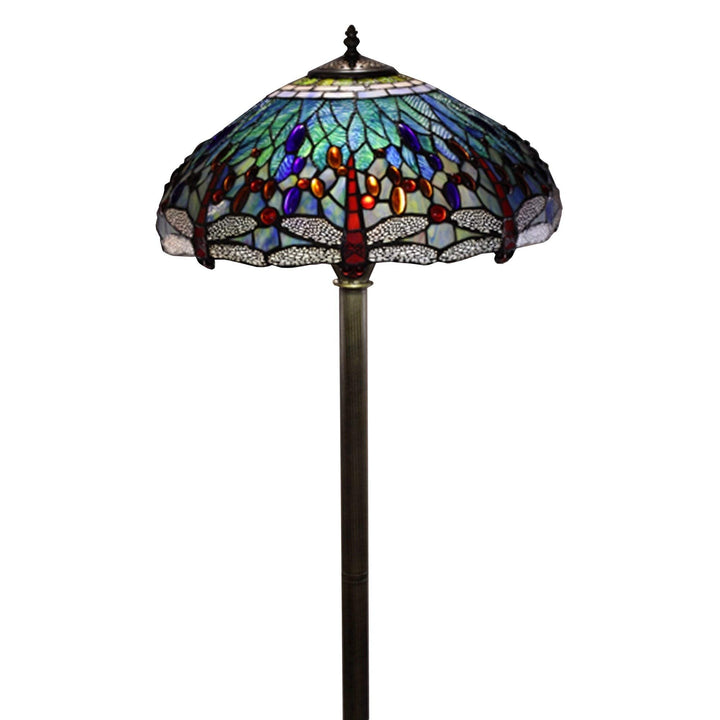 Tiffany-Style Blue Dragonfly Floor Lamp Tiffany Bronze