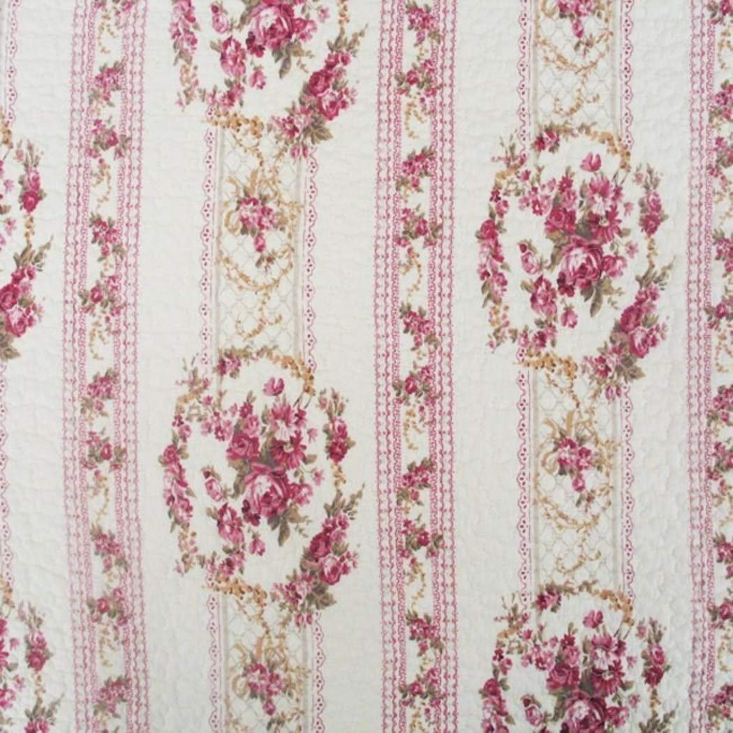 3 Piece Beautiful White Pink Red Floral Full Queen Quilt Set Flower Rose - Diamond Home USA