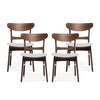 Christopher Knight Home Helen Mid-Century Modern Dining Chairs (Set of 4) Light Beige + Walnut