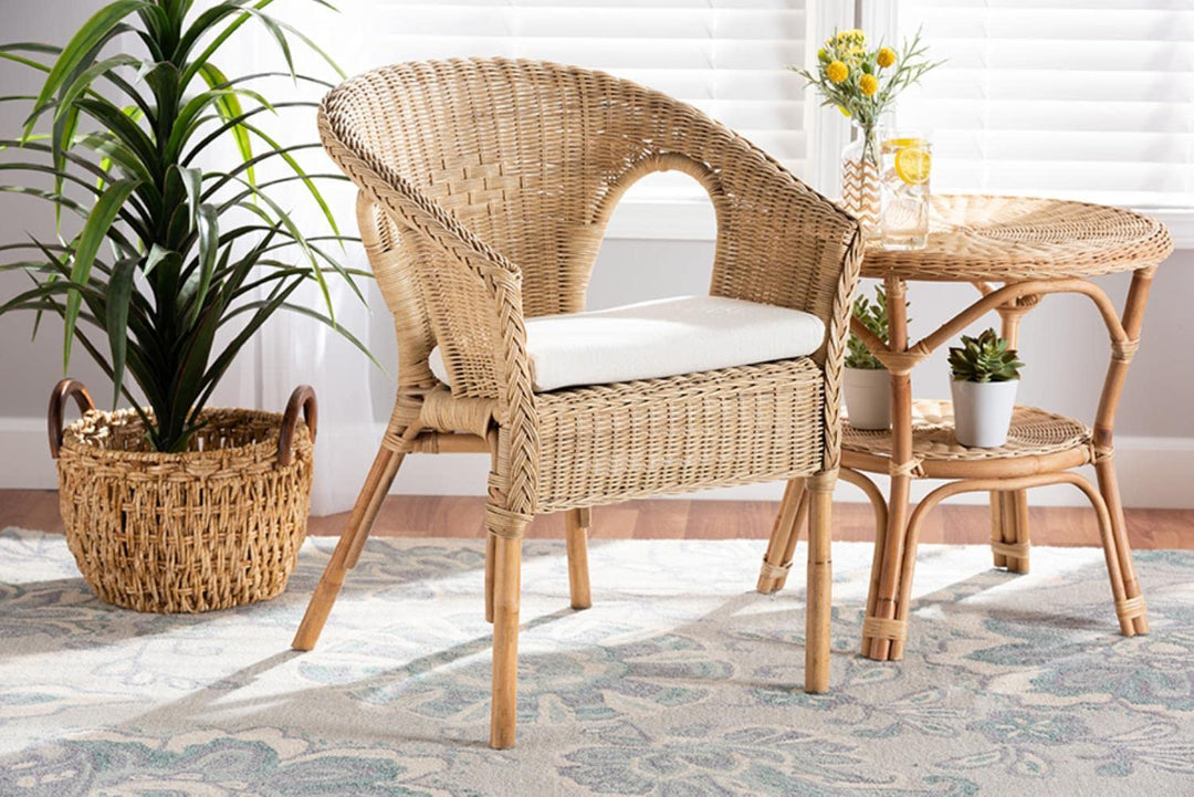 Baxton Studio Abbey Modern Bohemian Natural Brown Antique Rattan Dining Chair