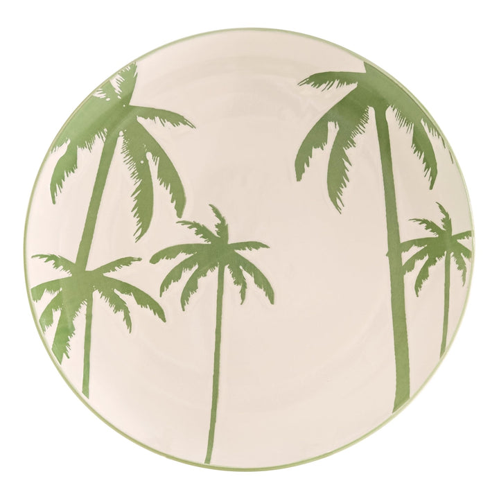 Palm Tree 16pc Dinnerware Set Multi Color Coastal Casual Round Ceramic 16