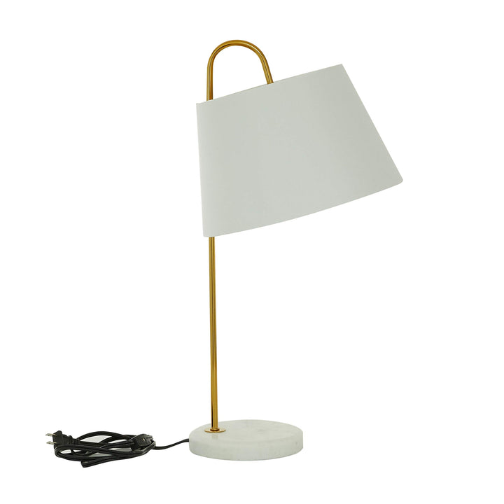 White and Gold Table Lamp with Marble Base 11" X 22.5" 11 22 Modern Contemporary