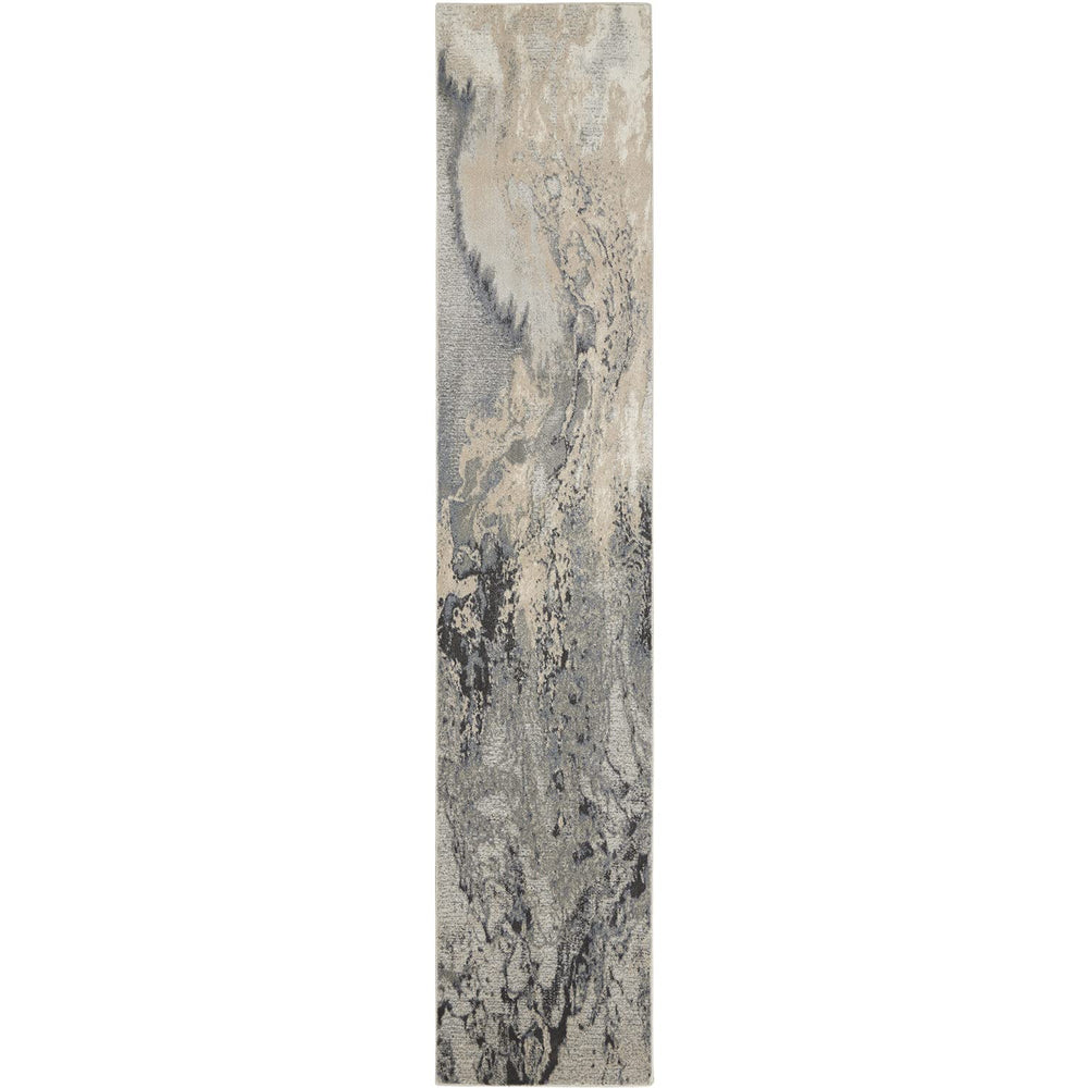 Nourison Maxell Modern Abstract Grey 2'2" x 12' Area Rug (12' Runner) 2'2" x 12' - Grey