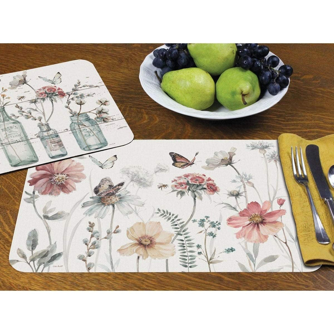 Reversible Wipe-Clean Plastic Placemats Set of 4 A Country Weekend Multi Color