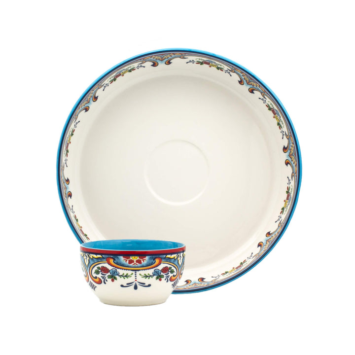 Euro Ceramica Zanzibar Chip and Dip Bowl 2 Piece Set Multicolor 24 ounces