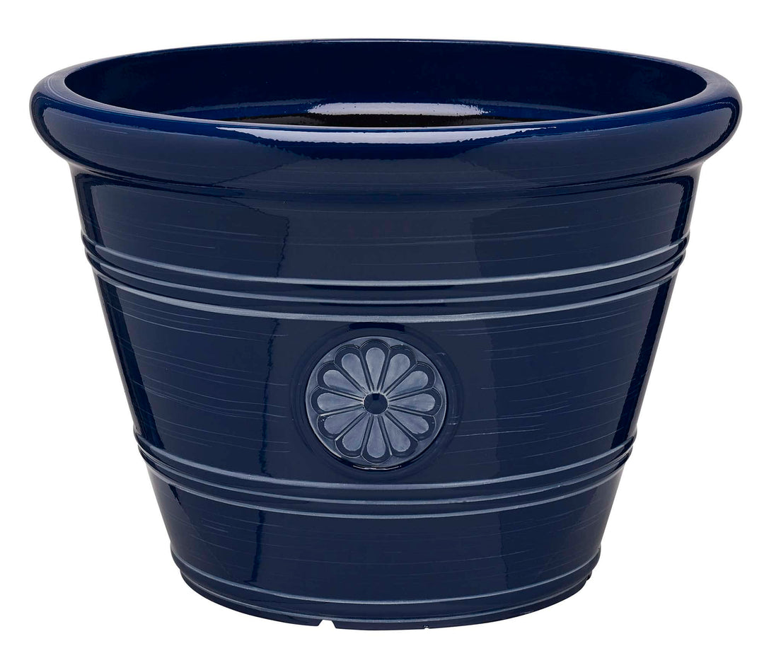 Southern Patio 15" Modesto Indoor/Outdoor Pot Planter with Drainage Hole & Navy