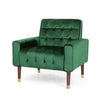 Christopher Knight Home Betsy Velvet Armchair Modern Glam Button-Tufted Waffle emerald + dark espresso + gold finish end