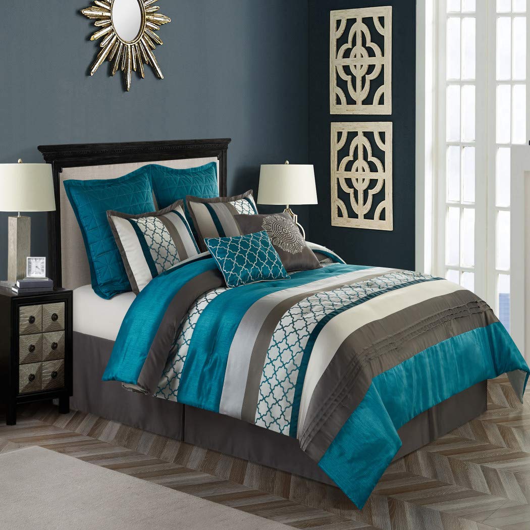 8 Piece Jacquard Weave Comforter Cal California Set