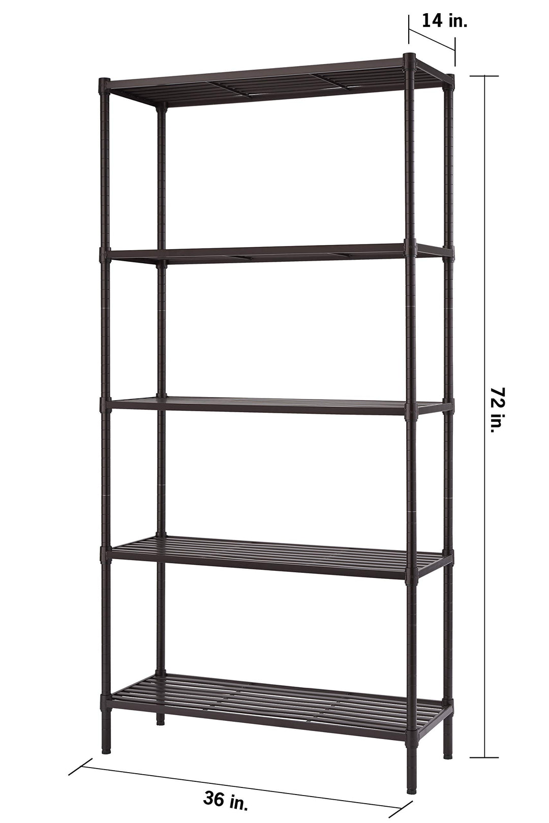 TRINITY Slat Style 5-Tier Adjustable Shelving Metal Standing Shelf for