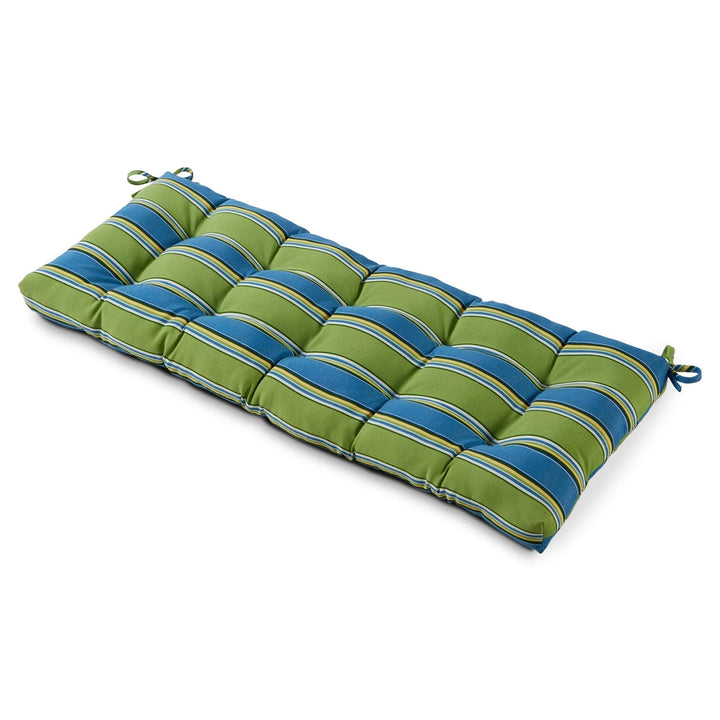 Cayman Stripe 18-inch X 51-inch Outdoor Bench Cushion Blue Green Striped