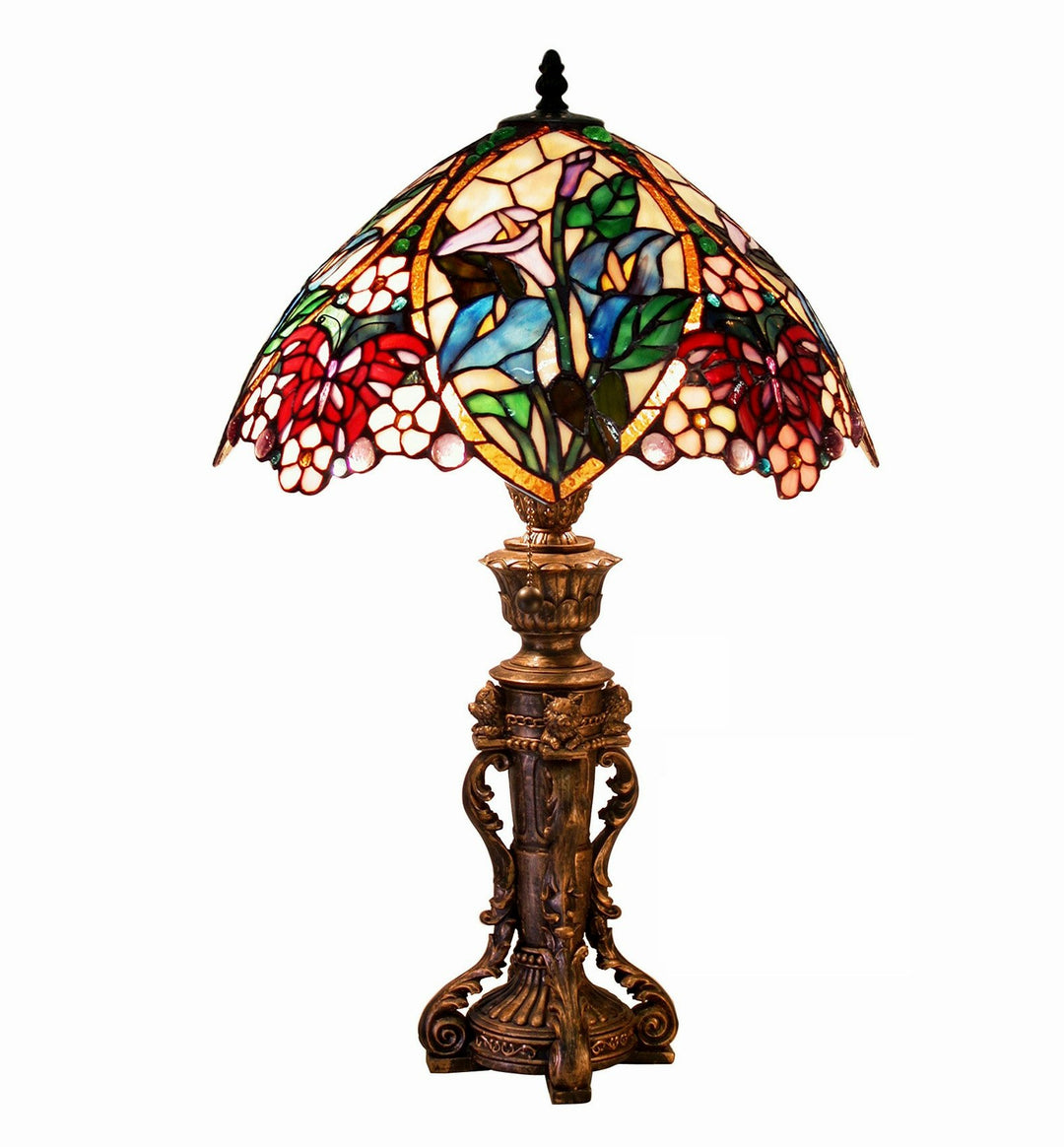 Warehouse of Tiffany 2848+BB818 Tiffany-Style Floral Design Table Lamp