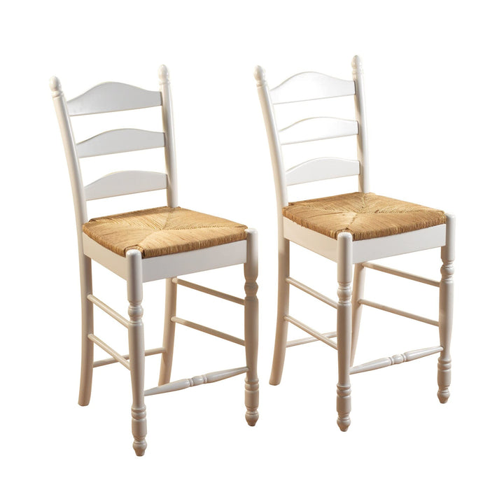 Ladder Back 24-inch Stool (Set of 2) hite Traditional Rubberwood Finish Solid