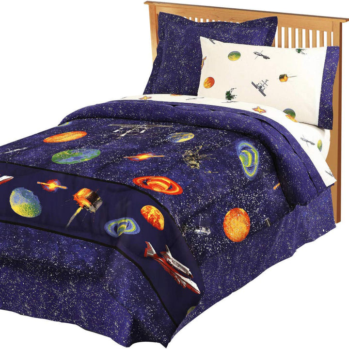 8 Piece Navy Blue Outer Space Themed Comforter Set Full With Sheets Blue Full - 8 Piece