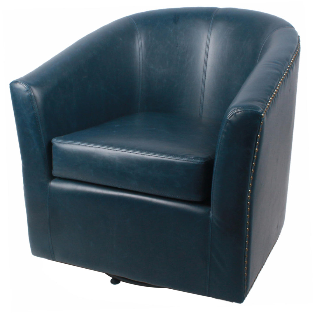 New Pacific Direct Ernest Bonded Leather Swivel Chair Vintage Blue Fully