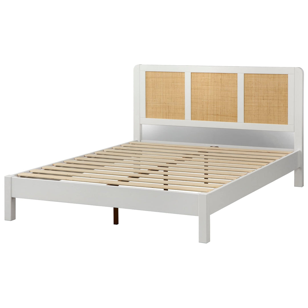 Lifestorey Larkin Mid-Century Queen Platform Bed White