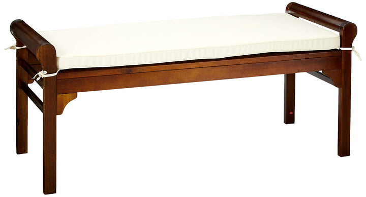 Christopher Knight Home Nelson Wood Bench with Cushion Rich Mahogany Mahogany+Cream