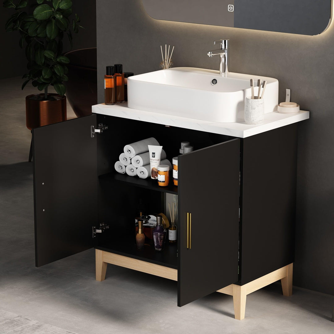 Lacquer Finish Single Vanity for Stylish Bathrooms Bathroom Black White French