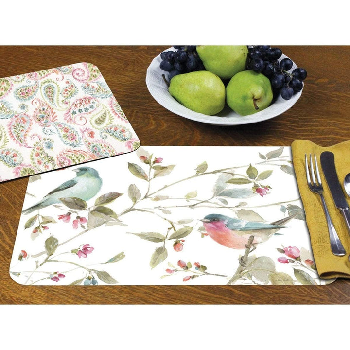 Reversible Wipe-Clean Plastic Placemats Set of 4 Beautiful Romance Multi Color