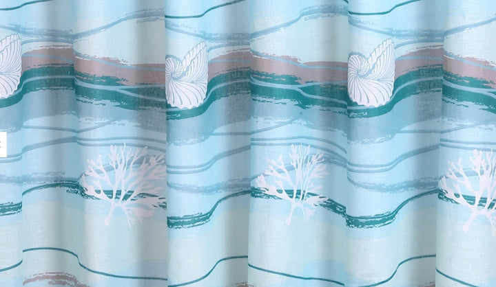 Finely Stitched oastal Seaside ottage Print Pattern Ocean Blue Fabric Shower