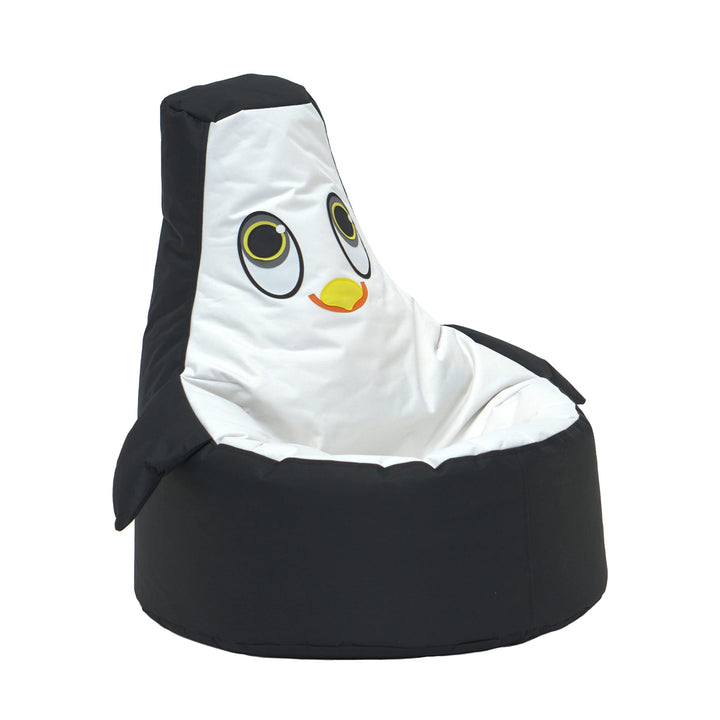 Little Penguin Kids Bean Bag Chair Black White Animal Farmhouse Polyester