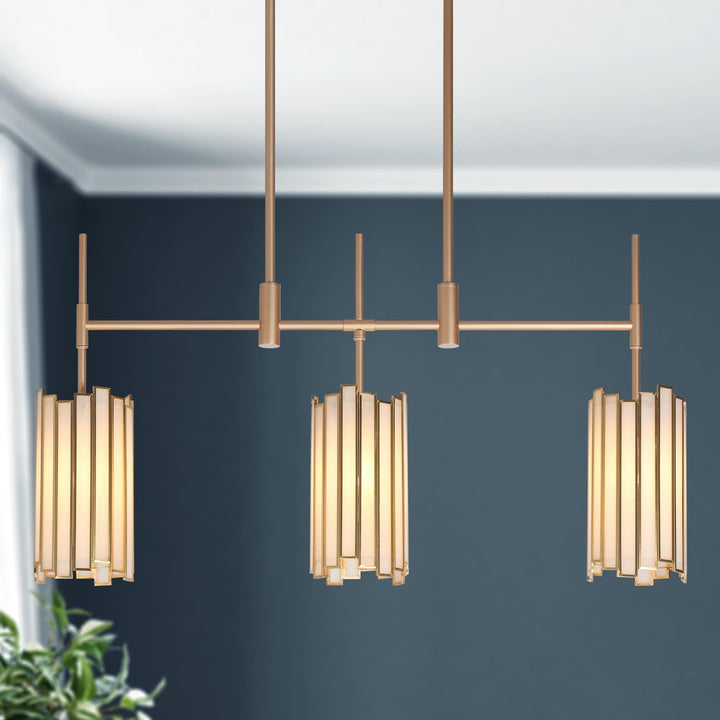 Glam Gold 3-light Linear Glass Kitchen Island Lights L30* W4.3* H17.3