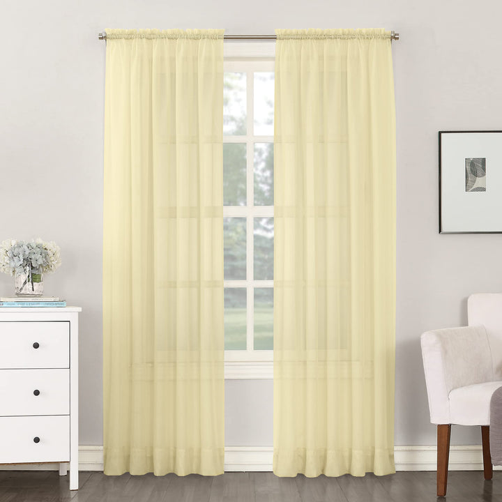 No. 918 53566 Emily Sheer Voile Rod Pocket Curtain Panel 59" x 84" Yellow 59x84 - Yellow