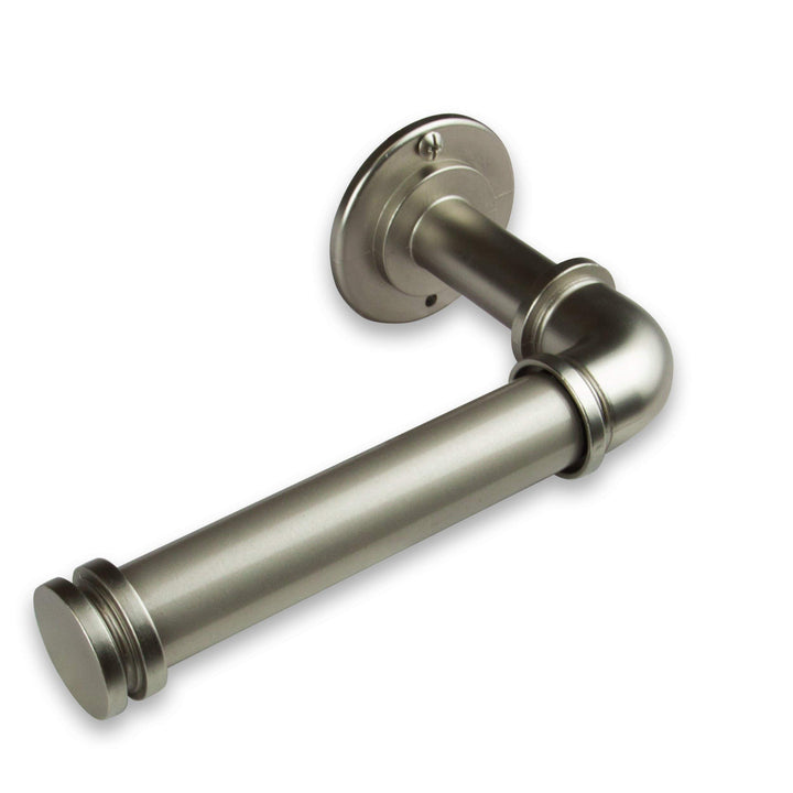 Satin Nickel Pipe Toilet Paper Holder Metal Unique Industrial Silver Washroom