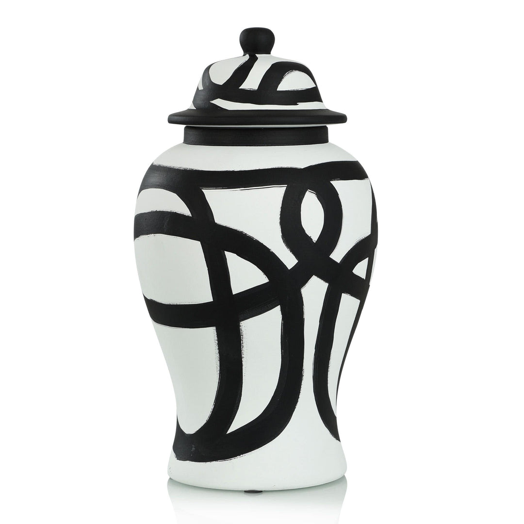 Ginger Small Black And White Finish On Ceramic Modern Contemporary