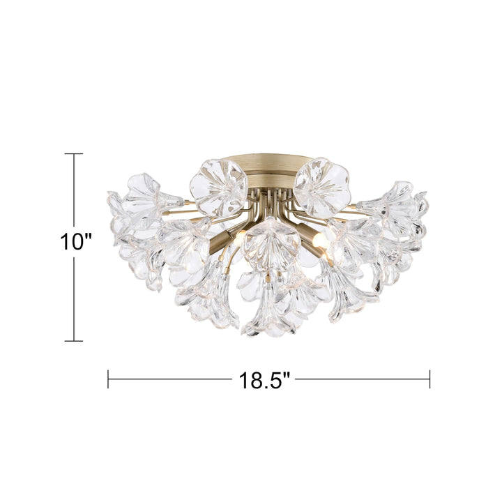 The Lighting Store Rosa Brushed Silver-ish Champagne Finish Flower Glass Flush