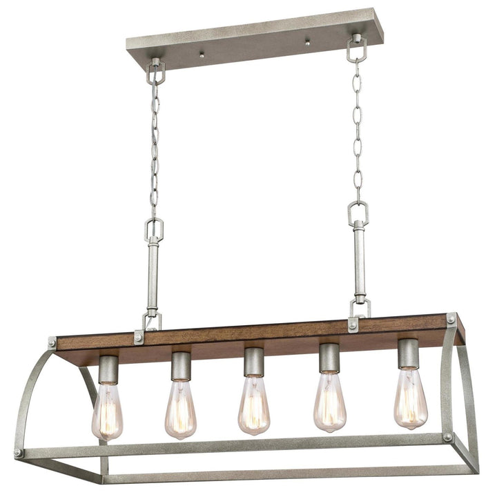 Westinghouse 6351700 Oak Lane Five-Light Indoor Chandelier Barnwood & Galvanized Barnwood and Galvanized Steel