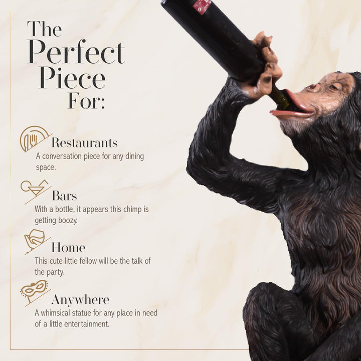 AFD Home Boozy Chimp Bottle Holder Unique Wine Decor Funny Chimp Statue 19 - Diamond Home USA