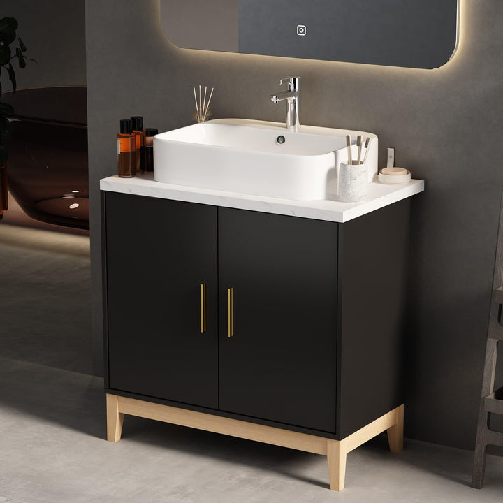 Lacquer Finish Single Vanity for Stylish Bathrooms Bathroom Black White French